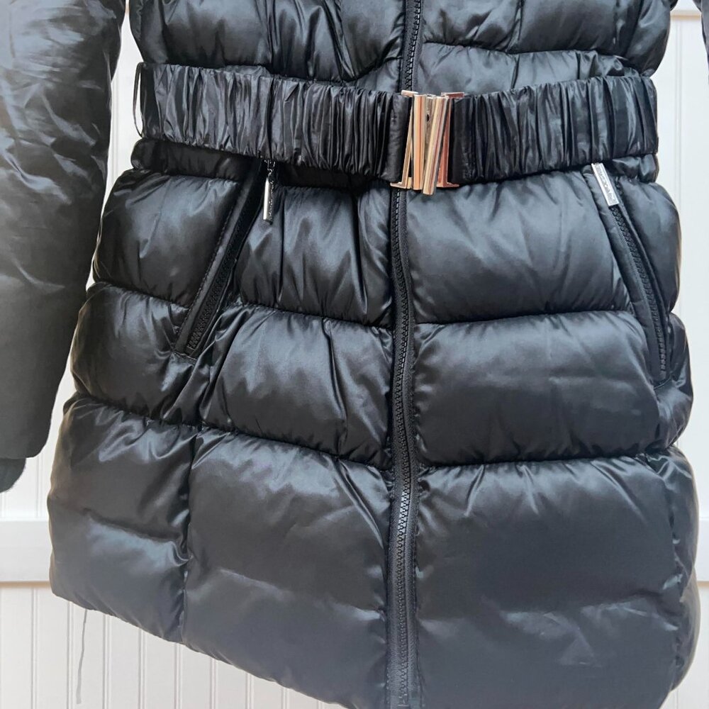 Betsey Johnson Women's M Black Puffer Coat Faux Fur Collar Warm Winter Jacket - Picture 5 of 12